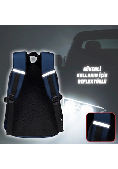 Erkek Çocuk İlkokul Anaokul Sırt Çantası Çok Bölmeli Ergonomik Yeni Nesil Tasarım Sırt Çantası Lacivert