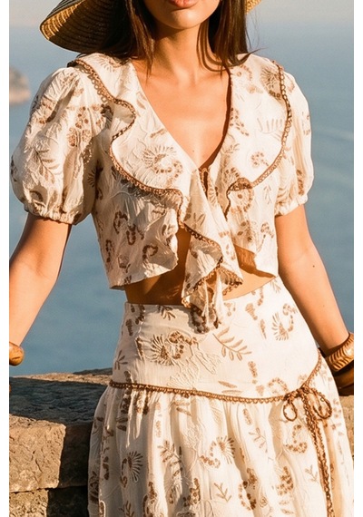 Fashion Cocktail Nakışlı İşlemeli Güpürlü Önden Bağlamalı Balon Kol Crop Bluz Ve Yırtmaçlı Asimetrik Uzun Yırtmaç Efekt Etek Yazlık Romantik Vintage Retro Bohem İkili Takım Kadın Set kahverengi Fashion Cocktail Nakışlı İşlemeli Güpürlü Önden Bağlamalı Balon Kol Crop Bluz Ve Yırtmaçlı Asimetrik Uzun Yırtmaç Efekt Etek Yazlık Romantik Vintage Retro Bohem İkili Takım Kadın Set kahverengi