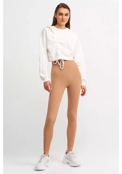 Dilvin Kadın Camel Fitilli Dikişsiz Tayt (P3576-07) Camel