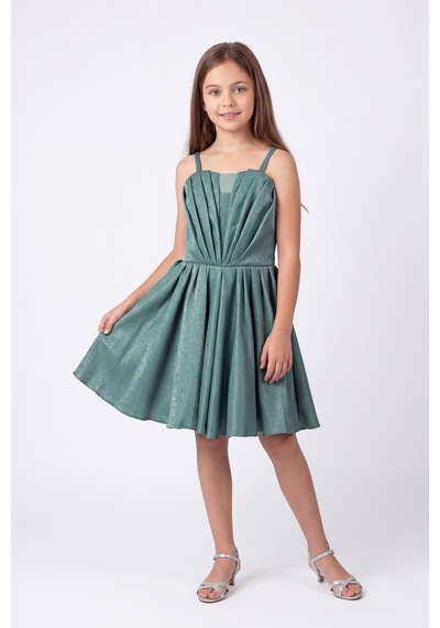 Mnk Baby & Kids Kız Çocuk Meis Kristal Abiye Elbise M00860 Yeşil