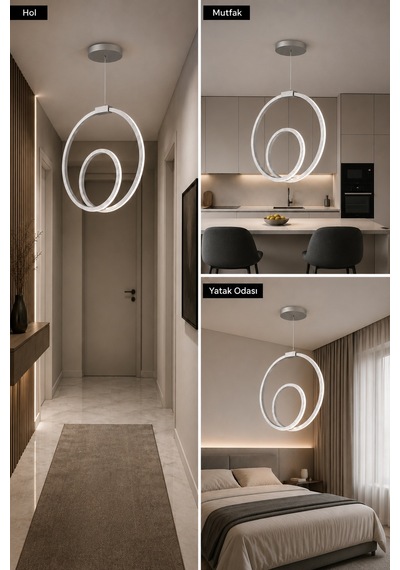 AvizeGO Ovira Led Sarkıt Avize Beyaz Işık Gri
