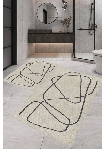 Eliana Home Dijital Baskı 2'li Banyo Paspas Takımı Lna5-fnl279 100x60 Ve 60x50 Cm Gri