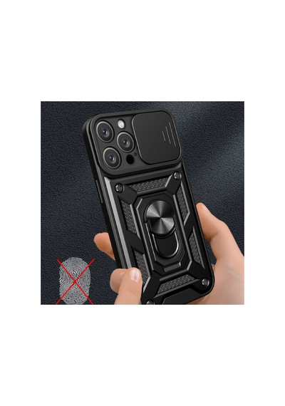 Newface - 123 - Apple iPhone Uyumlu 16 Pro Max Kılıf Pars Lens Yüzüklü Silikon - Csmo-tex - - Siyah Sıyah