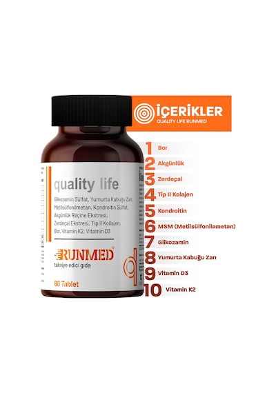 Quality Life Runmed Glukozamin Msm Kondroitin Tip 2 Kollojen 60 Tablet