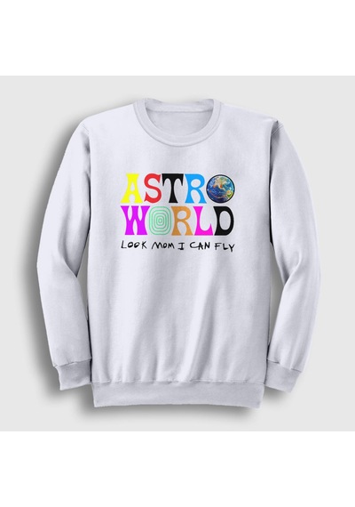 Presmono Unisex Astroworld V3 Travis Scott Sweatshirt Beyaz