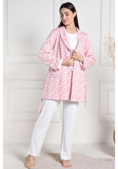Mecit Pijama Mecit 6100 Bayan Hamile Lohusa Pembe Sabahlıklı Pijama Takım