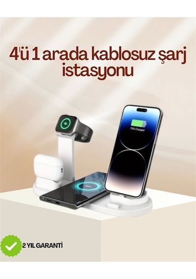 4 Cihazı Aynı Anda Şarj Edebilen Kablosuz Şarj İstasyonu - Çok Yönlü Ve Pratik Tasarım