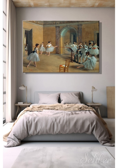 Edgar Degas'ın "peletier Caddesi'ndeki Operanın Dans Foyeri" Adlı Eseri Yatay Kanvas Tablo 4330 Çok Renkli
