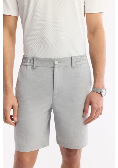 Avva Erkek Açık Gri Yanı Lastikli Gofreli Bi-stretch Slim Fit Chino Şort A51y3730