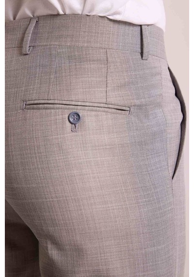 Erkek Gri Regular Fit Yün Kumaş Pantolon