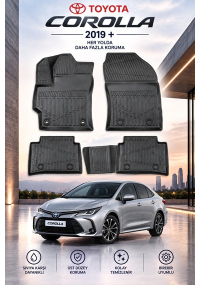 Toyota Corolla 2019+ Aracınıza Özel Üretim Havuzlu Paspas Takımı A+ -mod-