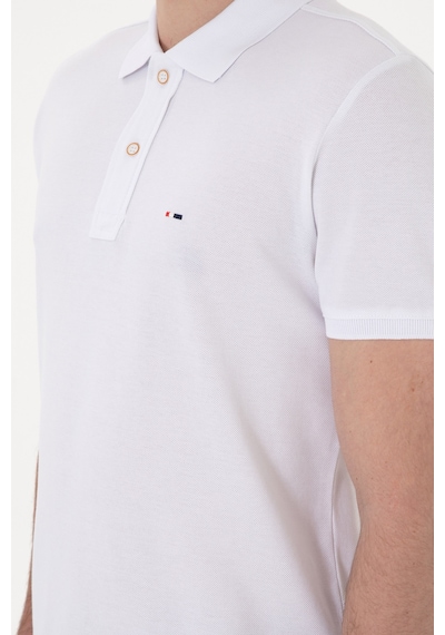 U.S. Polo Assn. Erkek Slim Fit Polo Yaka Beyaz Basic Tişört 50297983-VR013