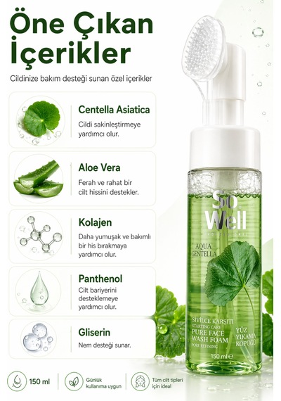 So Well Aqua Centella Sivilce Karşıtı Yüz Yıkama Köpüğü 150 Ml 88846959