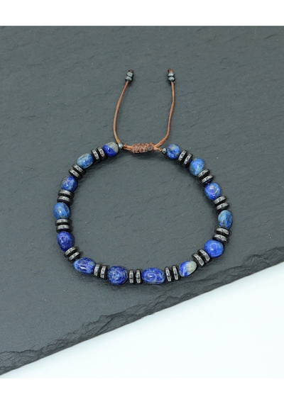 Sertifikalı Lapis Lazuli Ve Hematit Doğal Taşlı Bileklik Lacivert