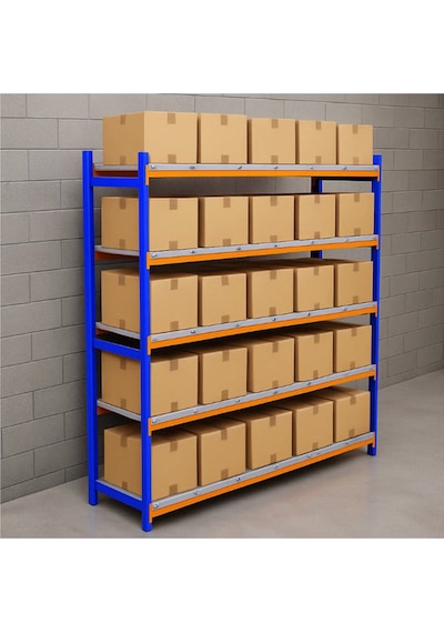 5 Katlı Depo Rafı 40x150x200 Cm Hafif Rack Raf 300-350 Kg Taşıma Kapasiteli Galvaniz