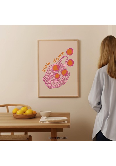 Yavaşla İlham Verici Duvar Sanatı, Günlük Motivasyon, Sevimli Portakallar Poster
