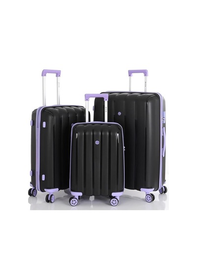 Mçs 3lü Set Kırılmaz Silikon Seyahat Valizi Bavulu V305 Siyah Lila Siyah - Lila