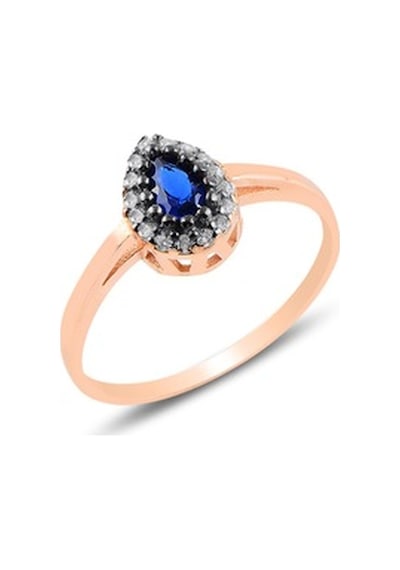 Gümüş Rose Safir Taşlı Damla Üçlü Set