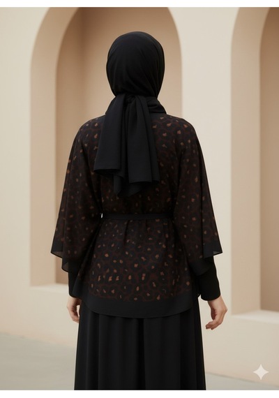 Tarzını Seç Yeni Sezon Rahat Modern Leopar Oversize Panço / Tesettür Tunik - Panço