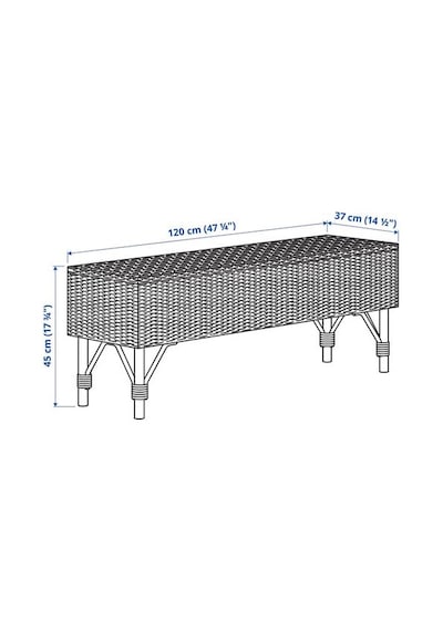 Ikea Tolknıng Bank, Rattan, 120 Cm