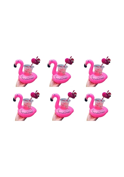Flamingo Şişme Havuz Deniz Bardak Tutucu Float Bar 6 Adet Standart