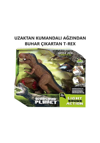 Uzaktan Kumandalı Ağzından Buhar Çıkartan Büyük Boy Dinozor Trex Dinazor Kahverengi