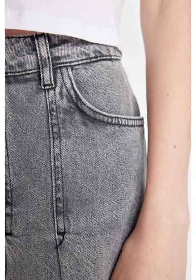 Defacto Fashion Fit Pileli Cepli Mini Jean Etek D5198AX24AUNM40 Siyah