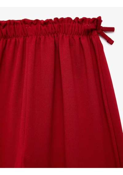 Koton Balon Form Pantolon Fiyonklu Beli Lastikli Bol Kesim Bordo 7wkg40124ak