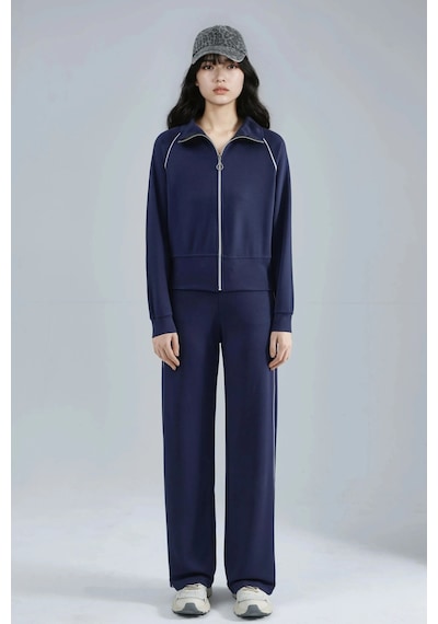 Fiolin Modal Dokulu Fermuarlı Sweatshirt & Pantolon İkili Takım Lacivert Fiolin Modal Dokulu Fermuarlı Sweatshirt & Pantolon İkili Takım Lacivert