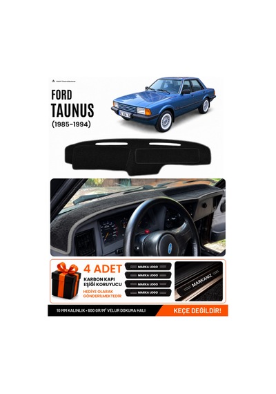 Ford Taunus 1985-1994 Uyumlu Torpido Koruma, Torpido Örtüsü, Torpido Kılıfı - Siyah Gri