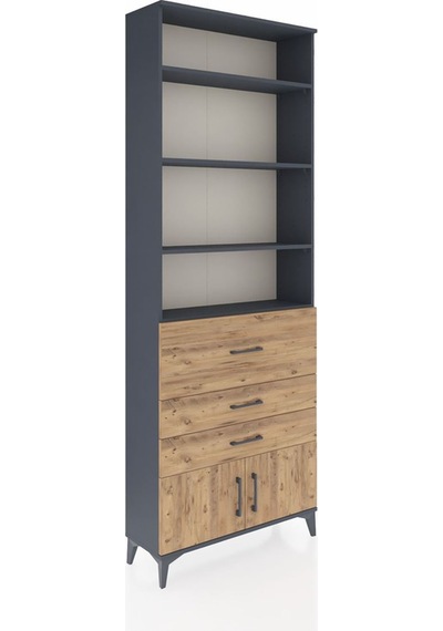Arges Dolap 3 Raflı 2 Kapaklı Tek Askılı 88x30x243 Antrasit-çam Antrasit