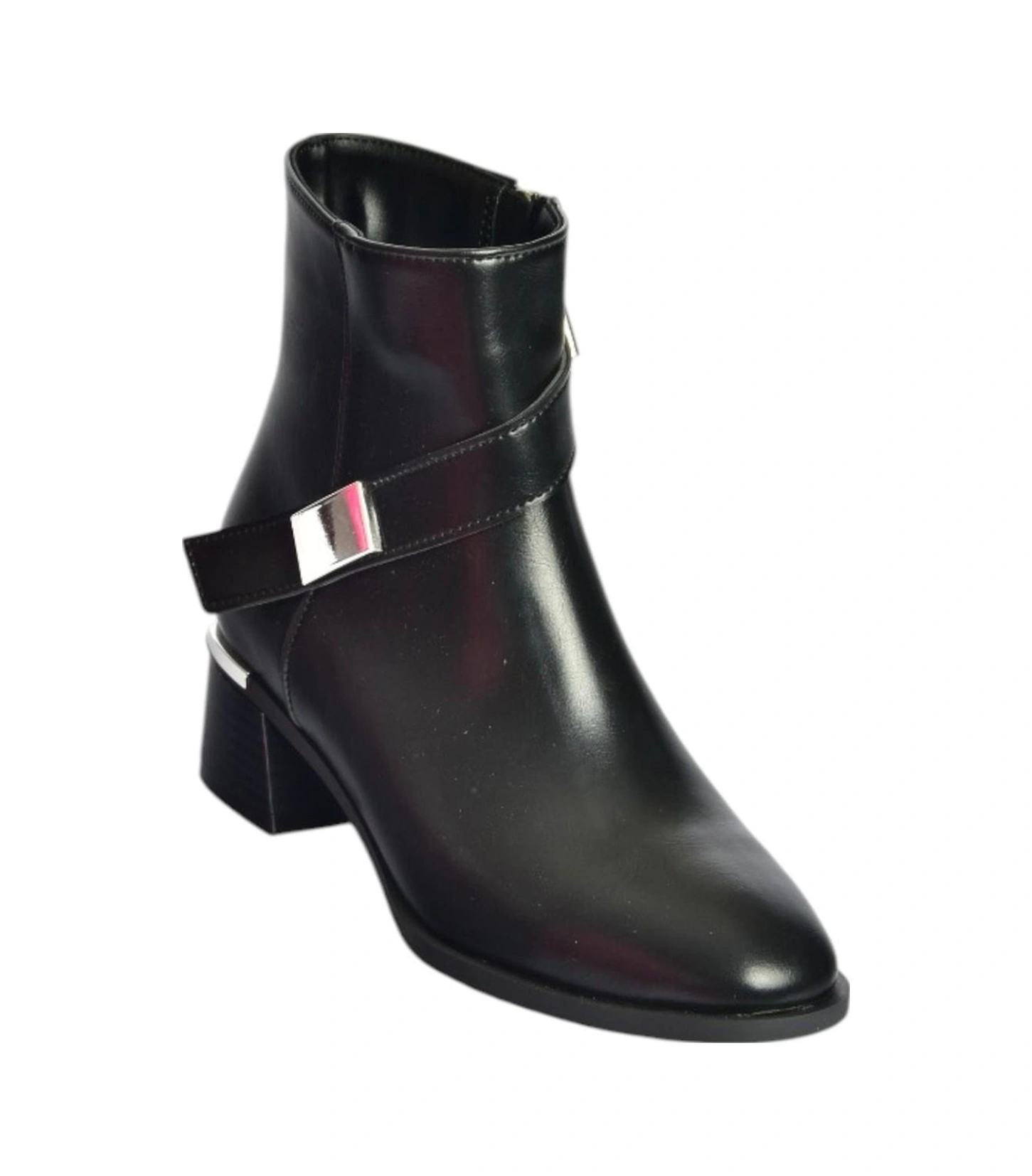 Fox Shoes V518047009 Siyah Kalın Alçak Topuklu Kadın Bot Siyah-Suni Deri