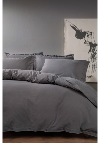 Yataş Bedding Plain Tek Kişilik Ranforce Yıkamalı Nevresim Takımı - Antrasit