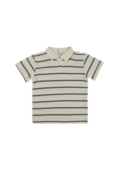 Civil Boys Polo Yaka Çizgili 10-13 Yaş Tişört - Haki