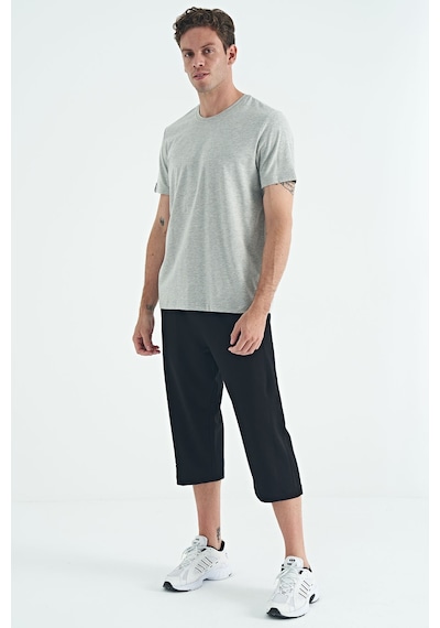 Tommylife Gri Melanj Erkek Basic Kısa Kol Standart Kalıp O Yaka T-shirt - 87911 Gri Melanj