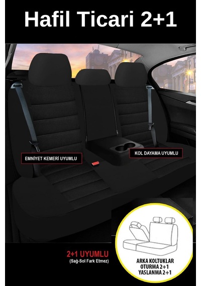 Seat Altea 2005-2012 Uyumlu Siyah Başak Serisi 2+1 Ticari Koltuk Kılıfı