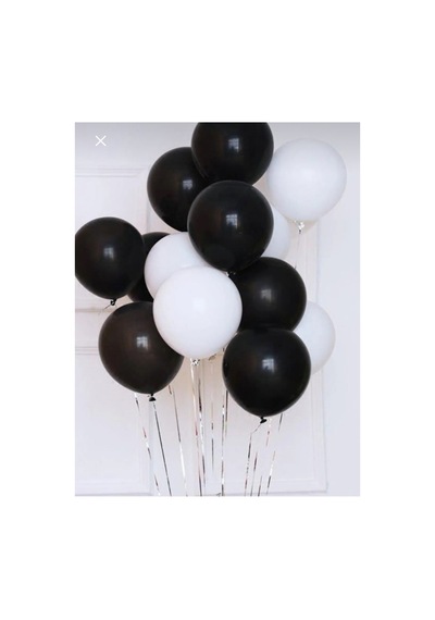 Siyah Beyaz Balon Pastel 12 Inç 10 Adet Balon Siyah Beyaz Siyah Beyaz