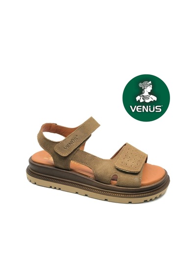 Venüs Garnet Hakiki Deri Comfort Ortopedik Kadın Sandalet Vizon