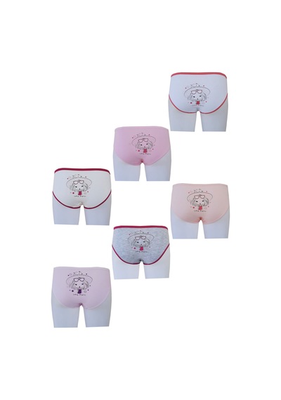 Hepsine Rakip 6lı Kız Çocuk Külot Renkli Desenli Baskılı Slip İç Çamaşırı Karışık
