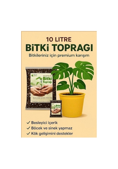 Saksı Değişim Seti - 10 Litre Böcek Sinek Yapmayan Organik Çiçek Toprağı + 9,5 Litre Dekoratif Saksı 10 L