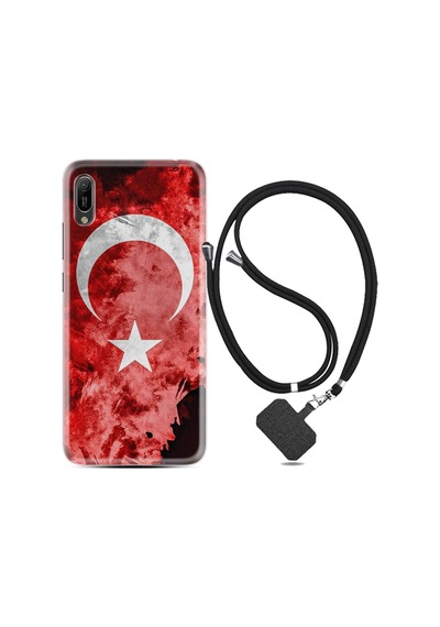 Huawei Y6 2019 Kılıf Boyun Askılı Şanlı Türk Bayrağı 1315