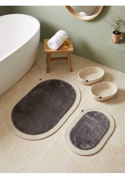 Senza Atelier Lüks 4 Lü Banyo & Antre Seti Krem Halat Çerçeveli, Gri Peluş Dokulu Paspas Takımı Ve 2 Li Sepet Açık Gri - Antrasit Senza Atelier Lüks 4 Lü Banyo & Antre Seti Krem Halat Çerçeveli, Gri Peluş Dokulu Paspas Takımı Ve 2 Li Sepet Açık Gri - Antrasit