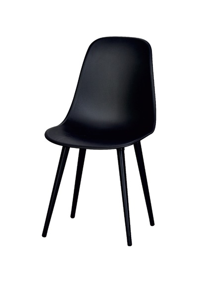 Vilinze Eames Siyah Ahşap Ayak Plastik Siyah Sandalye