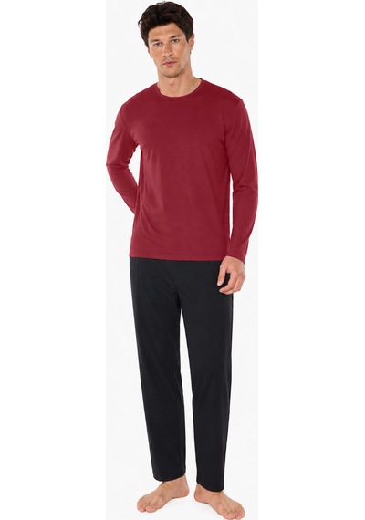 Malabadi Erkek Bordo Bisiklet Yaka Micro Modal Extra Yumuşak Kışlık Pijama Takımı 6032