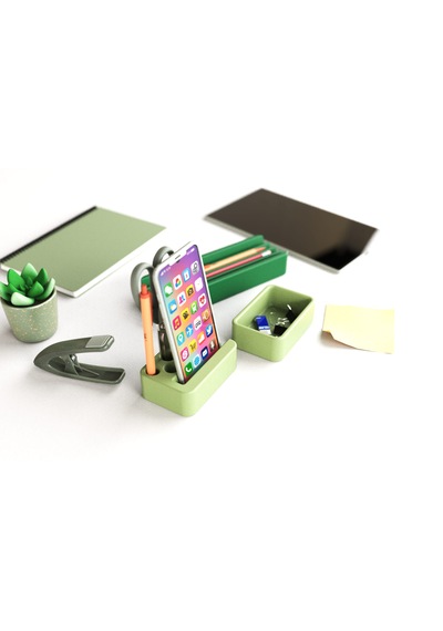 Idy Arc - Desk Organizer Mıknatıslı Çok Bölmeli Masaüstü Düzenleyici Ve Telefon Standı Yeşil