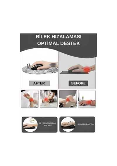 Topowave Bilek Destekli Mouse Pad Ergonomik Kaymaz Taban Mouse Pad Bilek Koruyucu Dijital Mouse Pad Beyaz