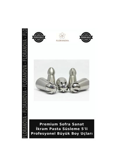 Premium Sofra Sanat İkram Pasta Süsleme 5'li Profesyonel Büyük Boy Uçları Gümüş