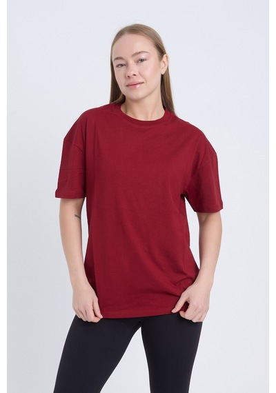 Velvoria Unisex Oversize Basic 3'lü Bordo Renk T-shirt Çok Renkli22
