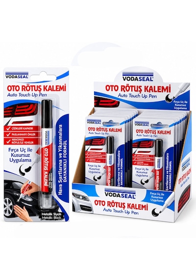 12 Adet Metalik Siyah Oto Rötuş Kalem Fırça Uç 5ml Diğer