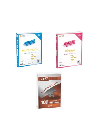 2027 2027 Üçdörtbeş Tyt Matematik + Kimya Soru + Anla Kazan Paragraf Deneme 3'lü Set